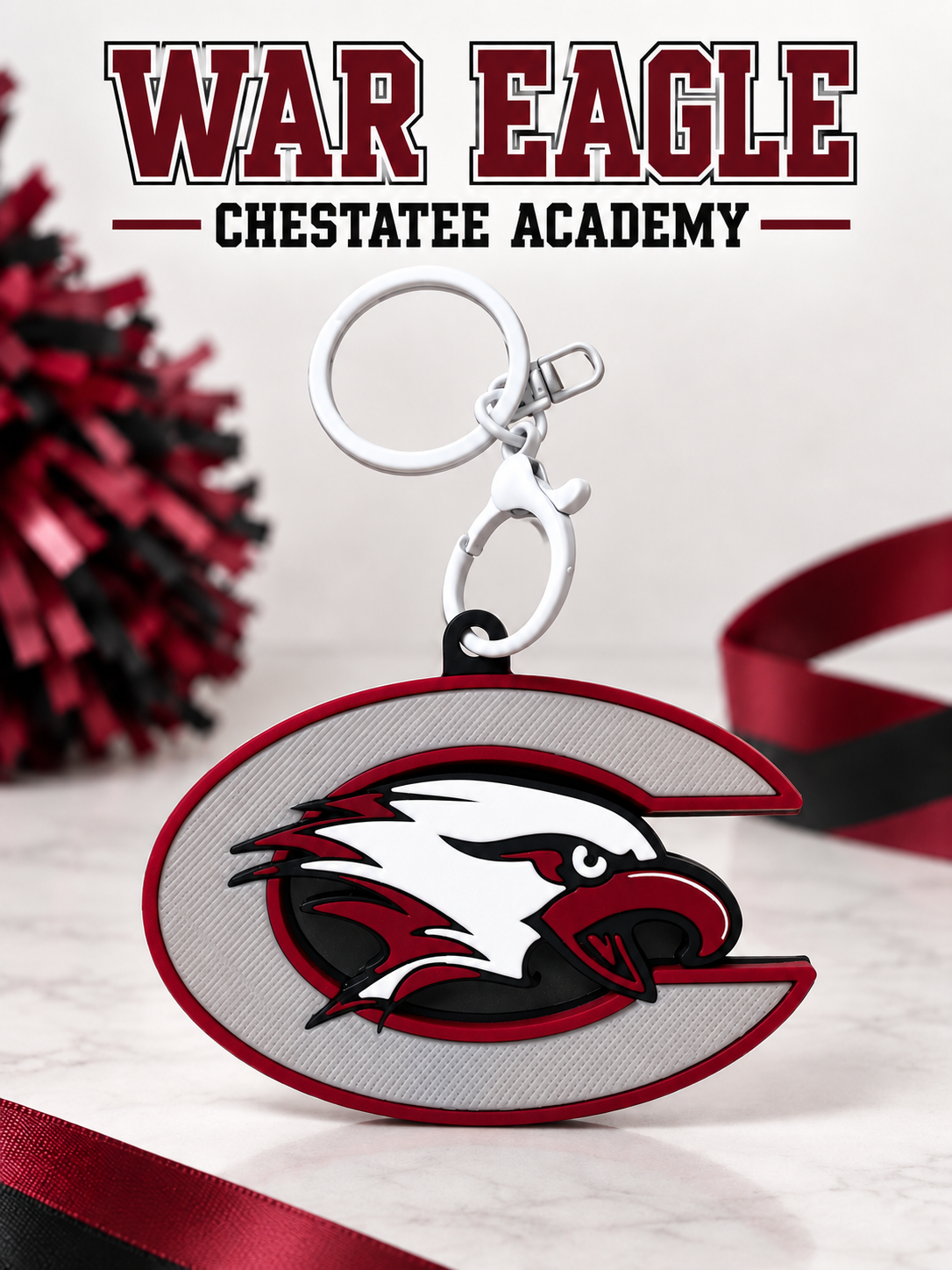 War Eagles, Chestatee Academy3D Key chain! ❤️🖤