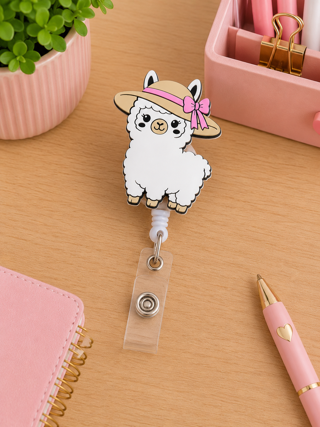 Cute Summer Llama Desk Bundle – Pink Edition