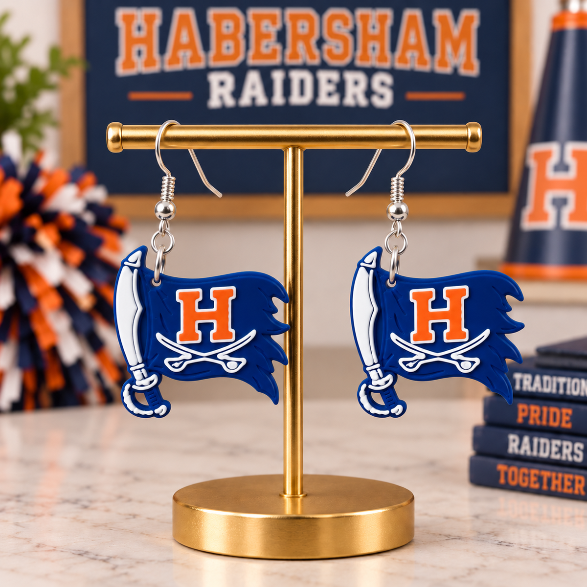 Habersham Raiders Pirate Flag Earrings – Gold Hooks