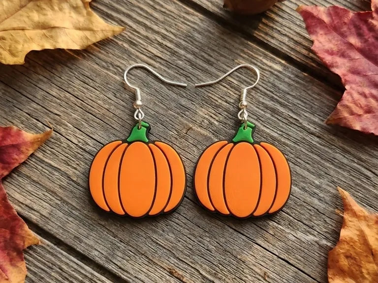 Classic Pumpkin 3D-Printed Earrings | Fall & Halloween Jewelry