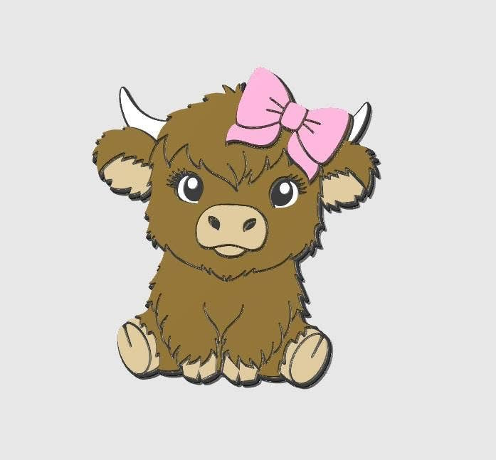 2026 Highland Cow Pink Bow Desk Bundle