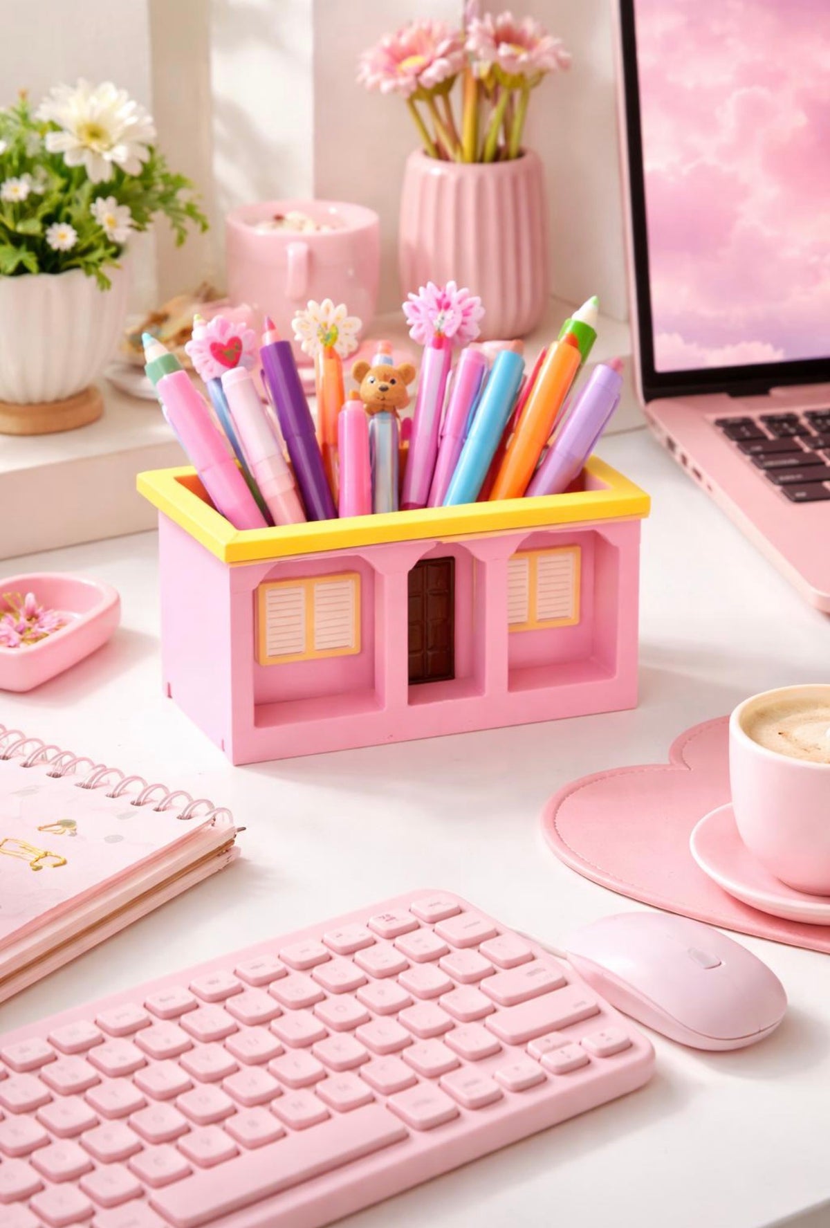 3D Puerto Rico “La Casita” Desk Organizer Set – Pencil Holder, Sticky Notes & Keychain