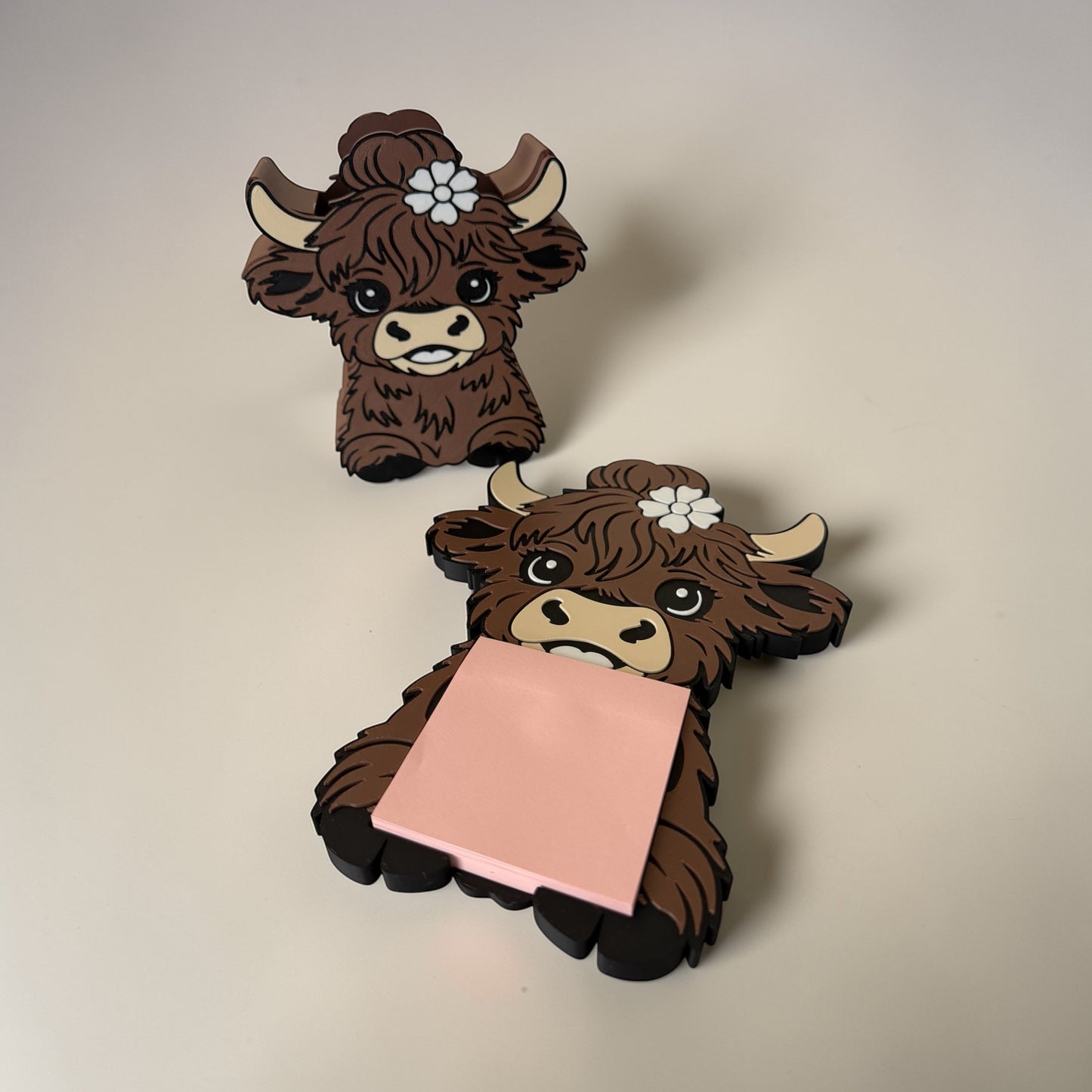 Highland Cow Desk Organizer – Pen Holder & Sticky Note Set