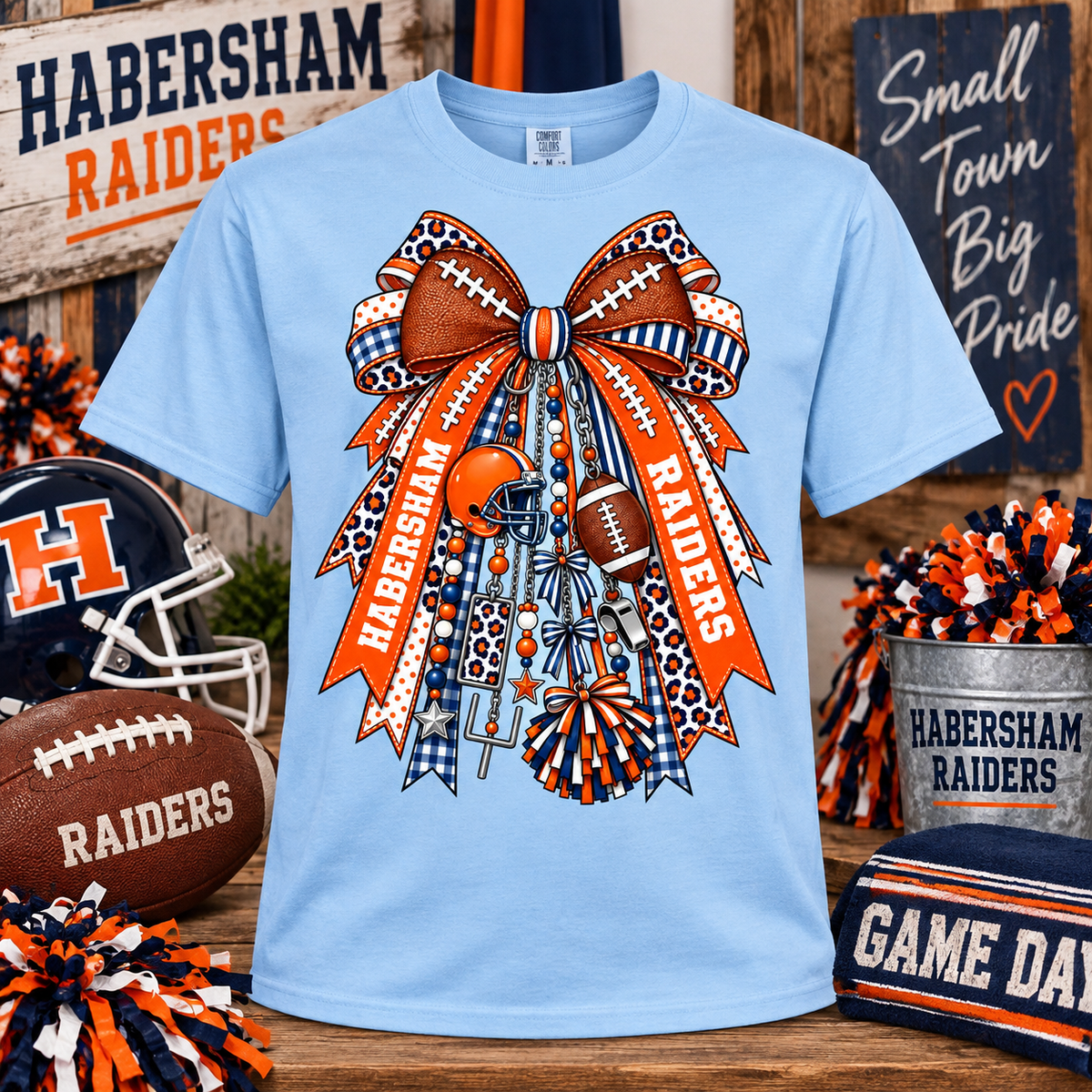 Habersham Raiders Football Bow Game Day T-Shirt
