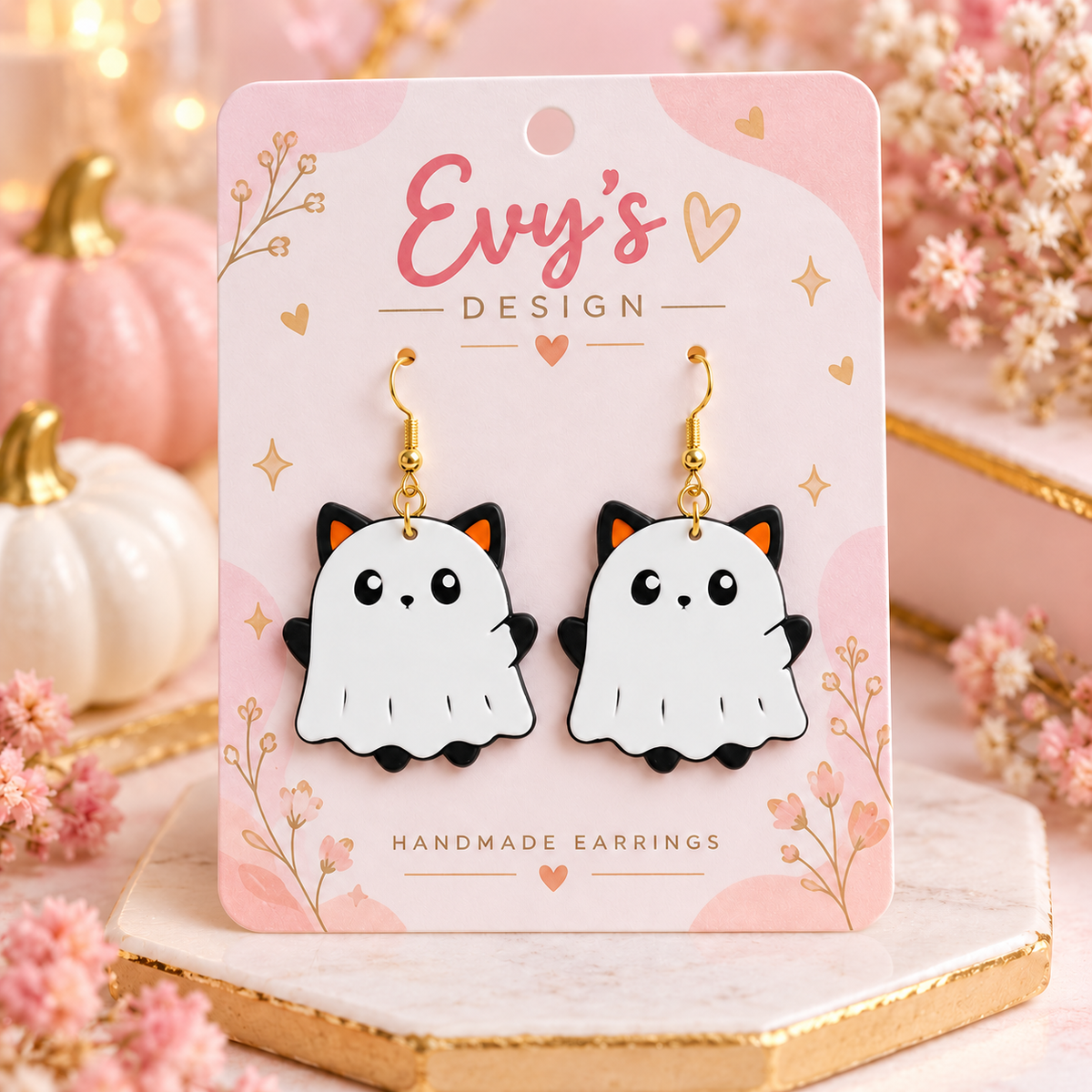 Ghost Cat Halloween Earrings 👻🐱
