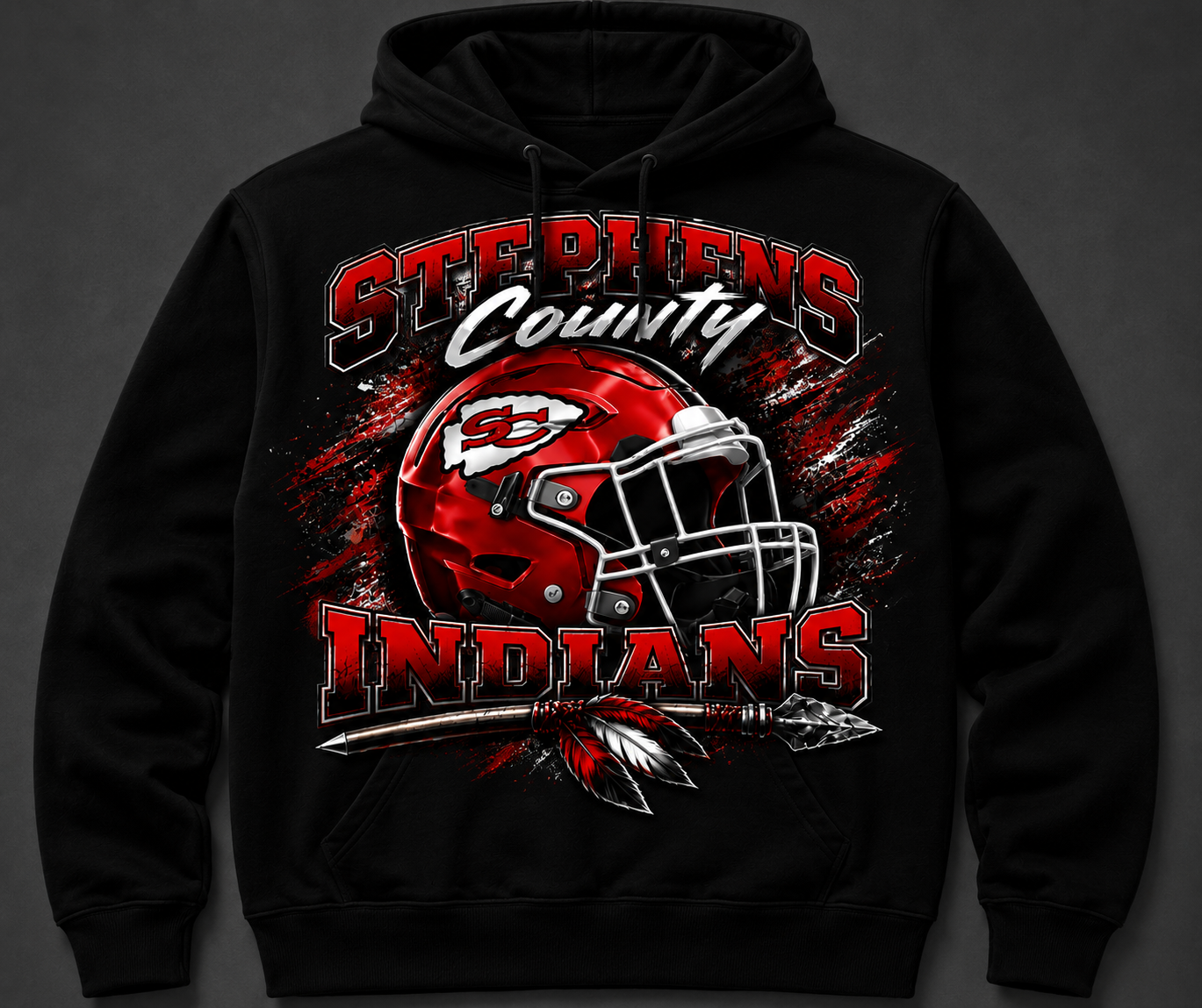 Stephens County Indians Football Team T-Shirt | Red, Black & White