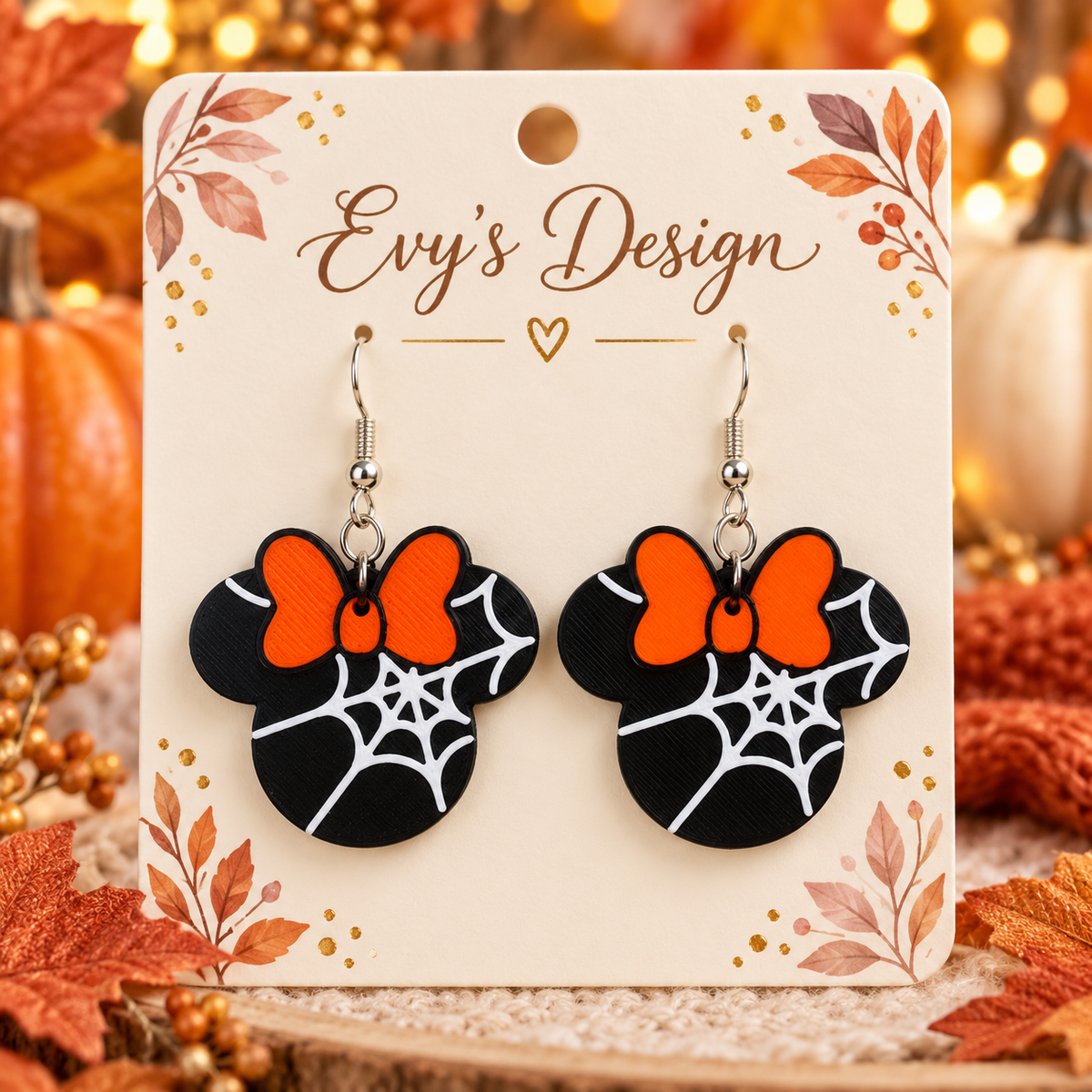 Halloween Spiderweb Bow Earrings