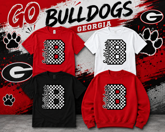 Bulldogs Checkered B Spirit Shirt | Georgia Game Day Tee