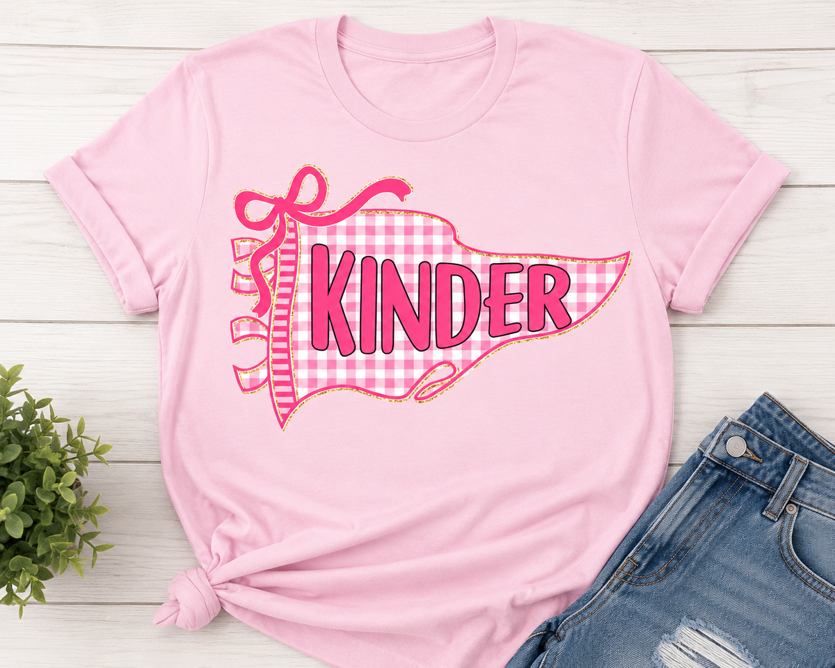 Colorful Gingham Back To School Pennant Flag Shirt
