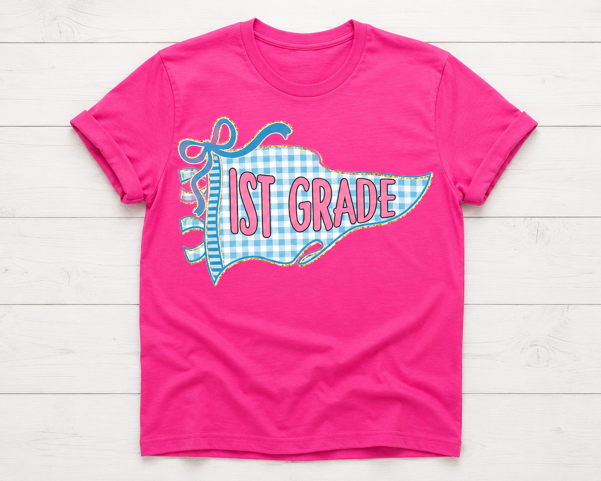 Colorful Gingham Back To School Pennant Flag Shirt