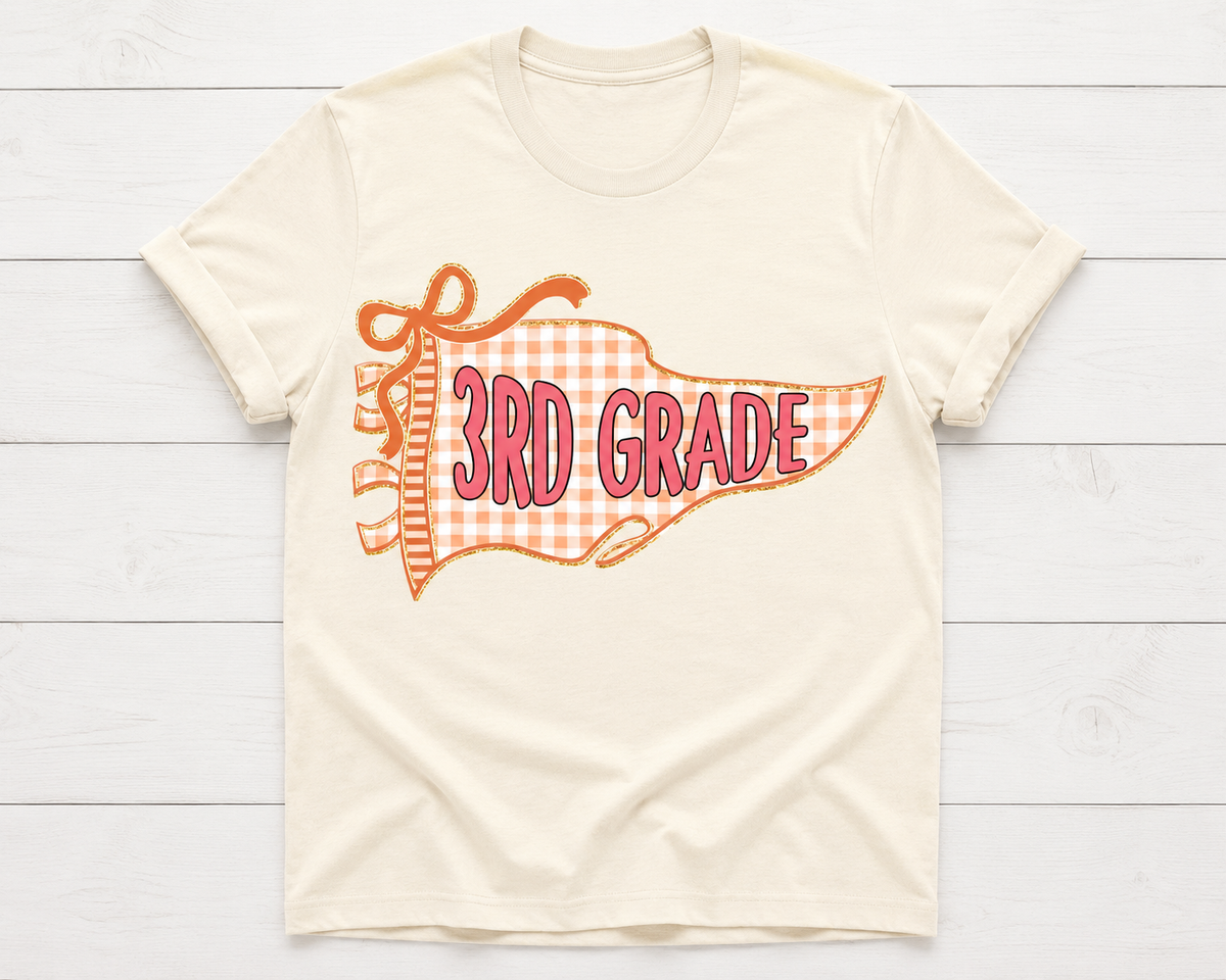 Colorful Gingham Back To School Pennant Flag Shirt