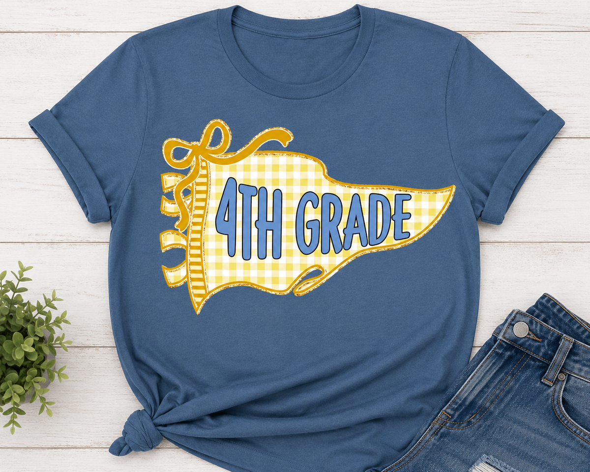 Colorful Gingham Back To School Pennant Flag Shirt