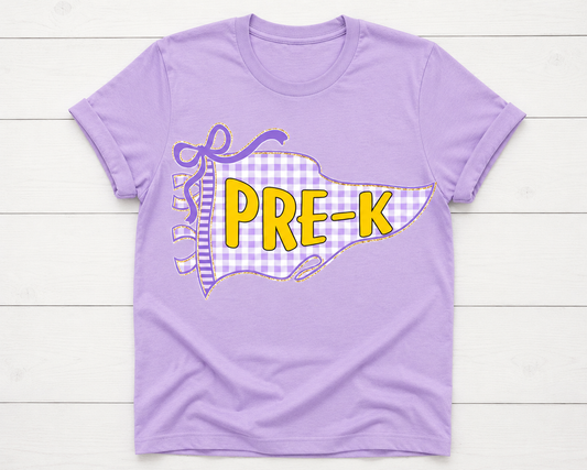 Colorful Gingham Back To School Pennant Flag Shirt