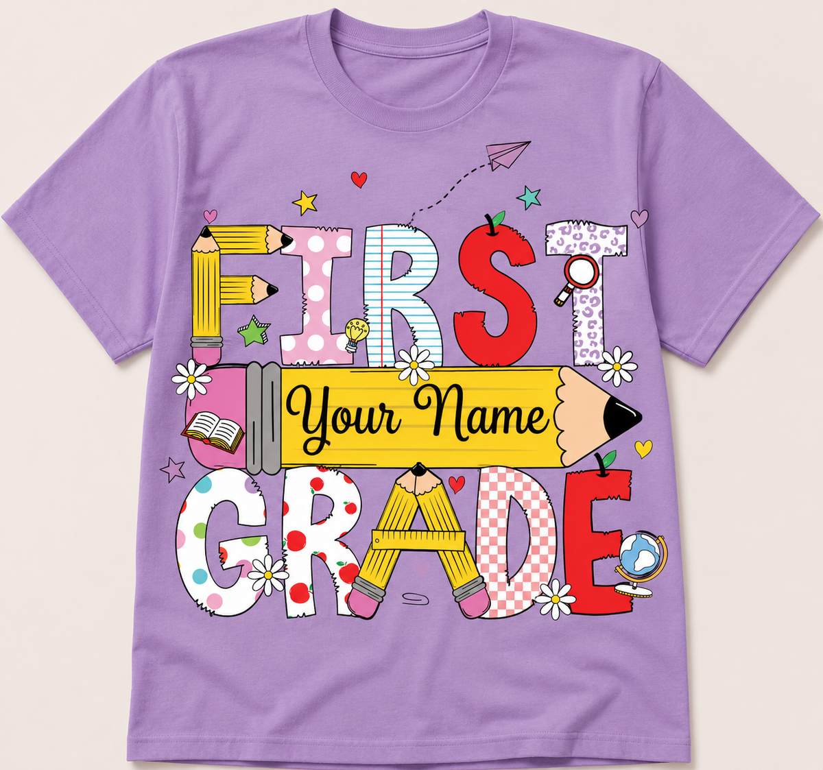 Personalized Grade Shirt | Custom Name Back to School T-Shirt | Pre-K, Kindergarten, 1st-5th Grade