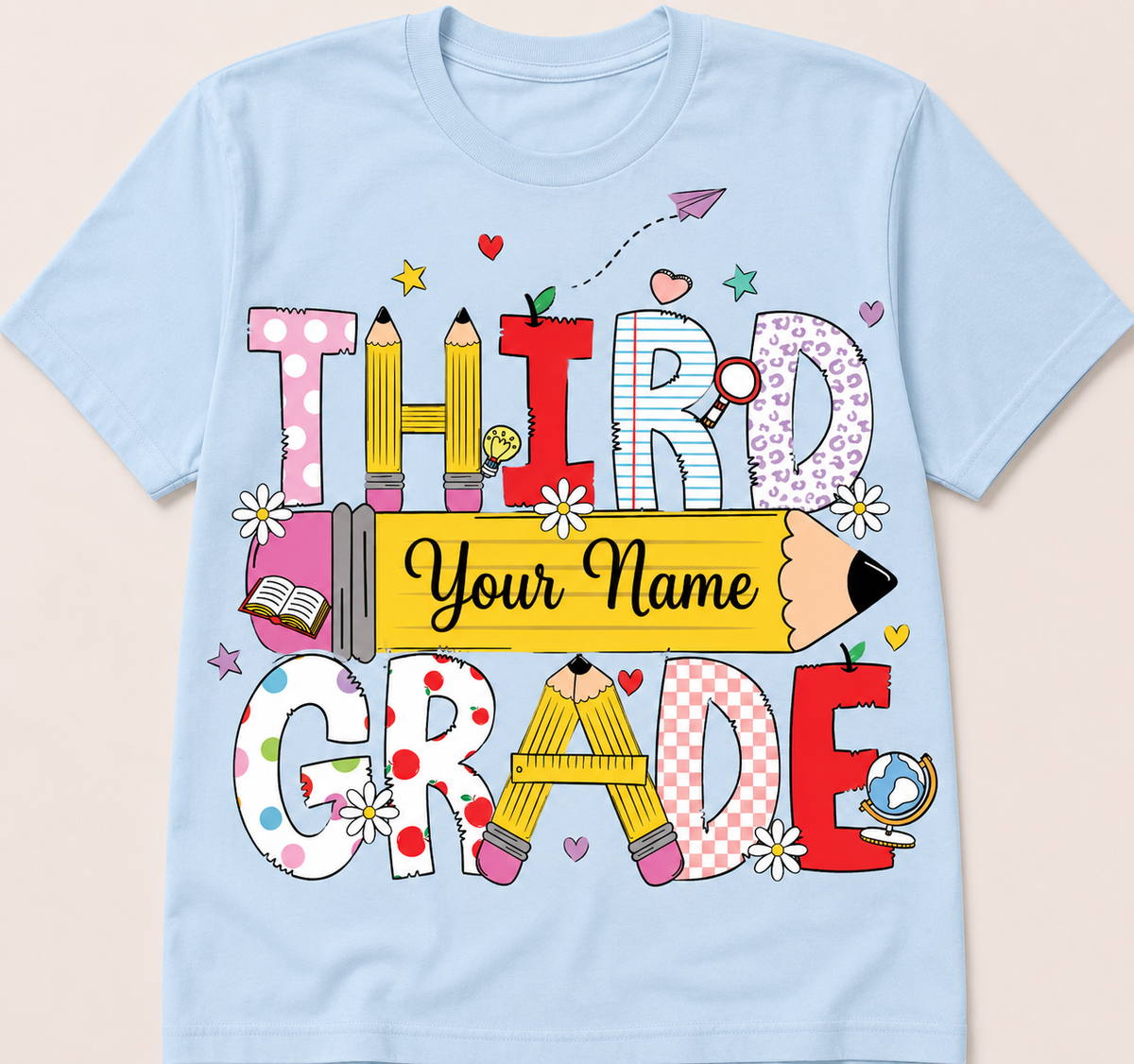 Personalized Grade Shirt | Custom Name Back to School T-Shirt | Pre-K, Kindergarten, 1st-5th Grade