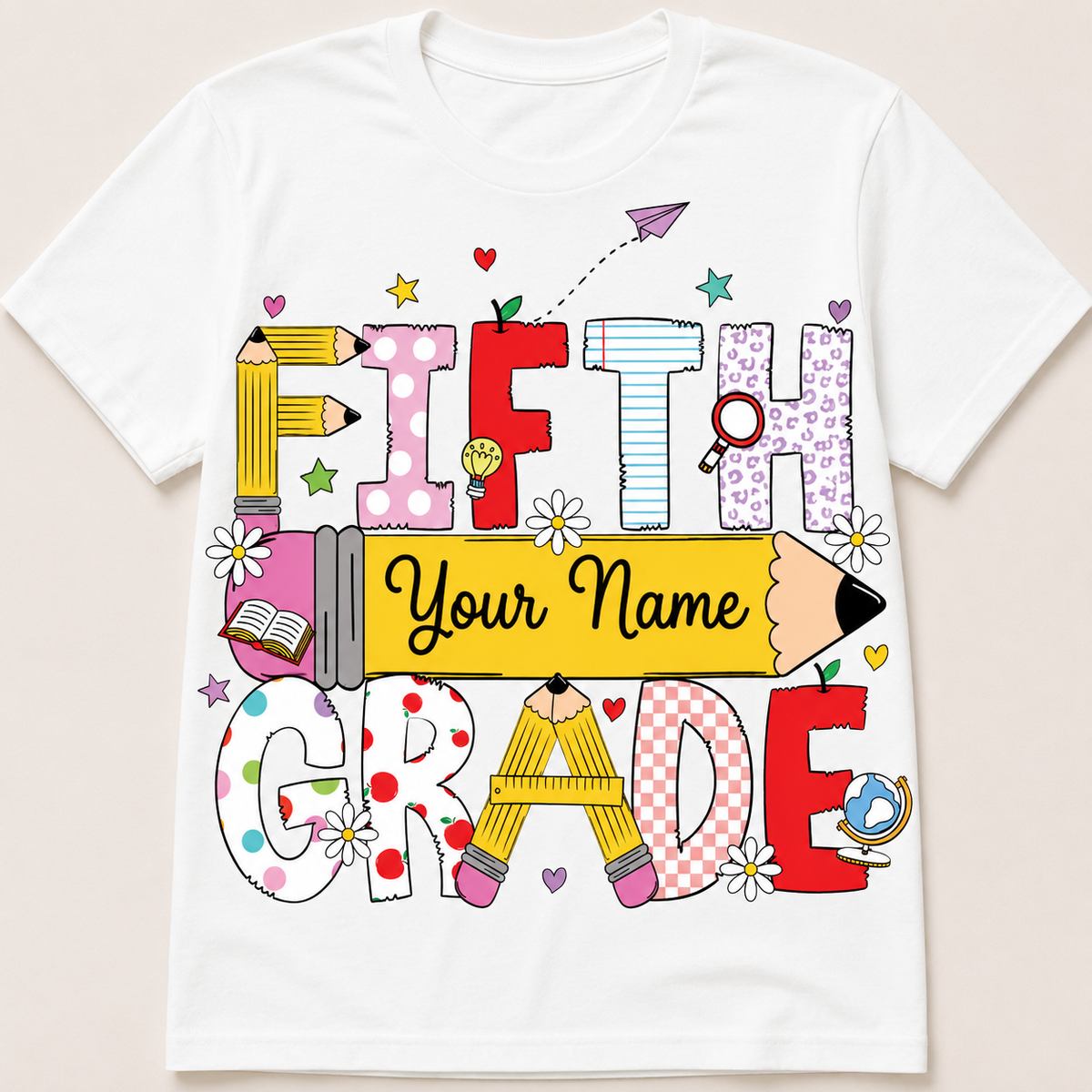 Personalized Grade Shirt | Custom Name Back to School T-Shirt | Pre-K, Kindergarten, 1st-5th Grade