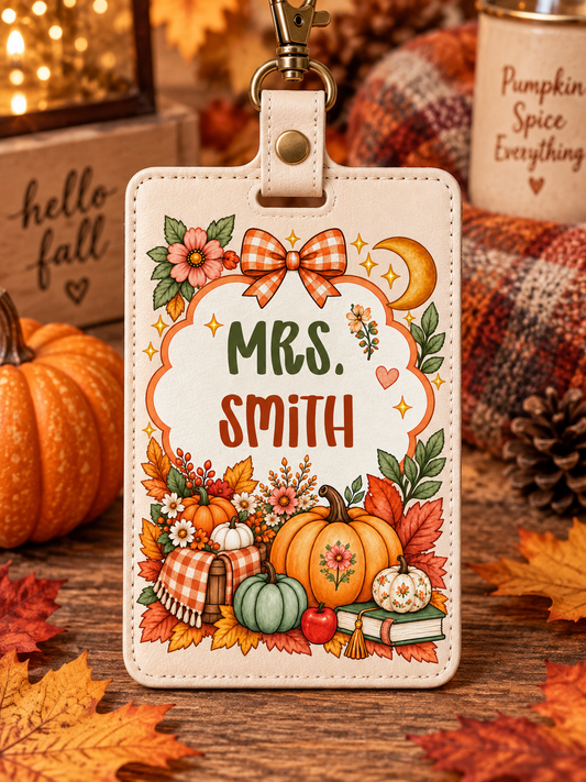 Personalized Fall Leather ID Holder