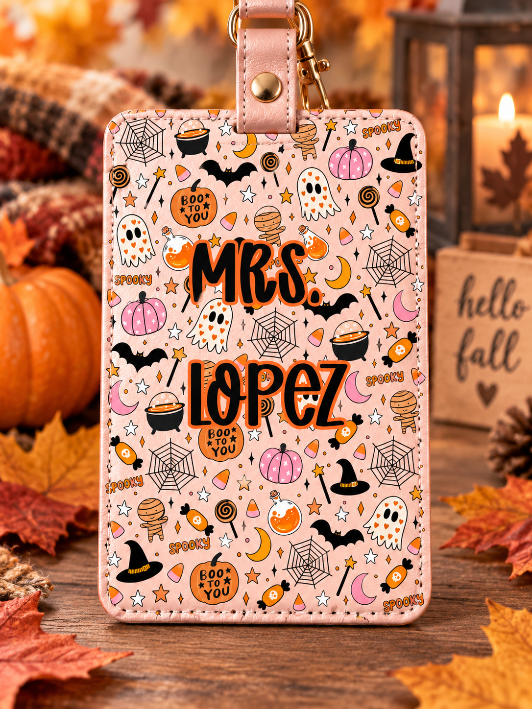 Personalized Fall Leather ID Holder