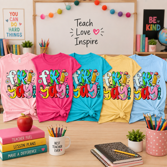 FRI-YAY Teacher Shirt | Colorful Teacher Graphic Tee
