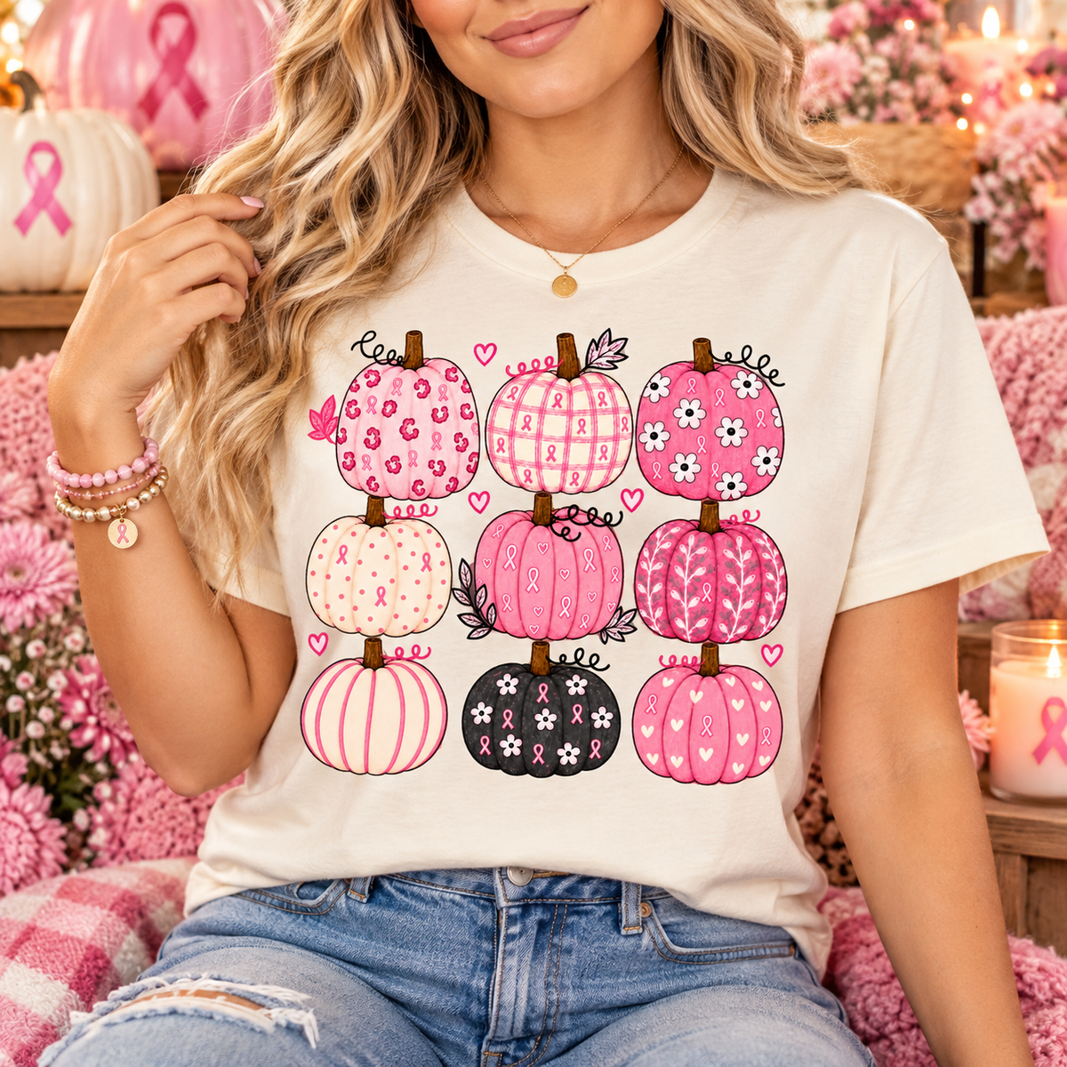 Pink Pumpkin Breast Cancer Awareness Shirt 🎀🎃