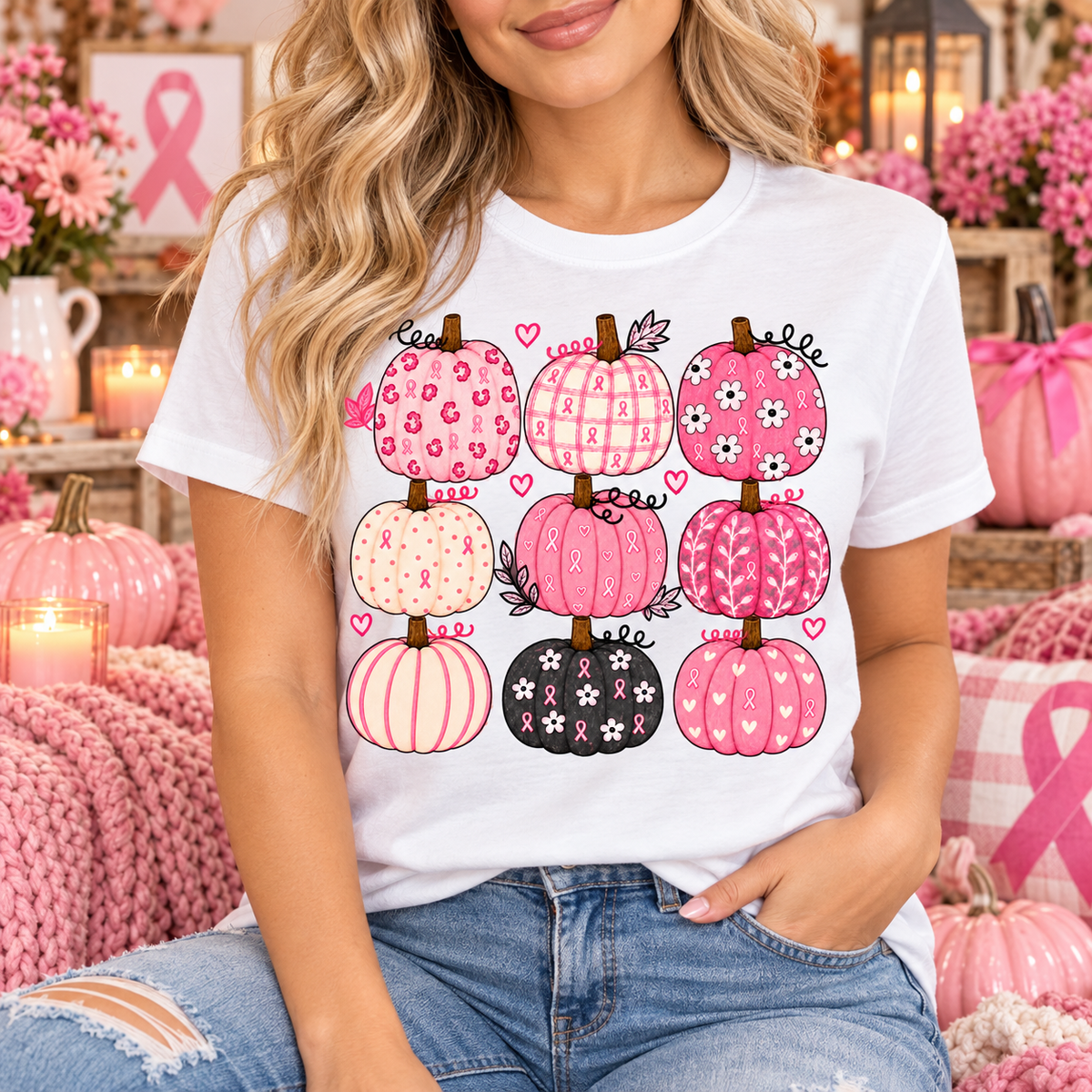 Pink Pumpkin Breast Cancer Awareness Shirt 🎀🎃