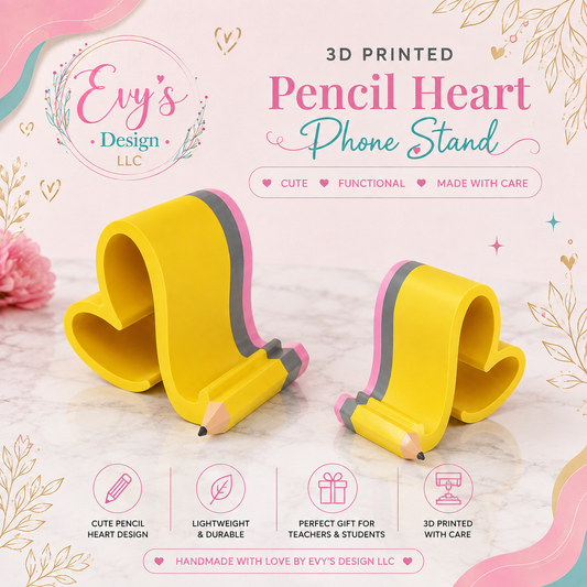 3D Printed Pencil Heart Phone Stand | Teacher Desk Accessory