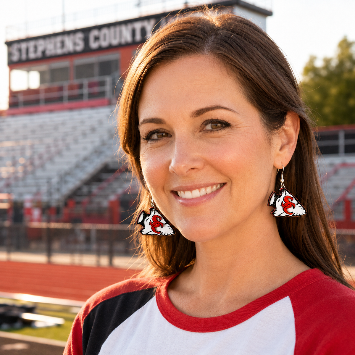 Stephens County Indians Arrowhead Earrings | Red, Black & White Spirit Earrings