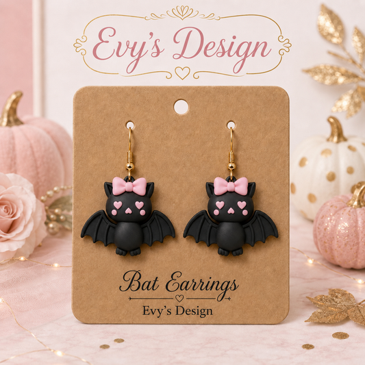 Pink Bow Bat Earrings – Halloween Earrings