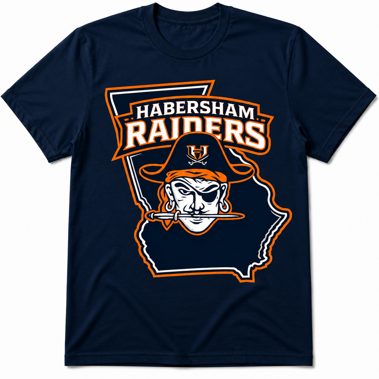 Habersham Raiders Georgia Map Spirit Tee 🏴‍☠️🧡💙