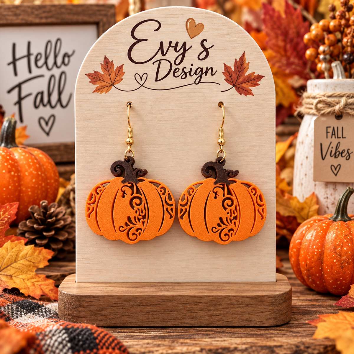 Fall Pumpkin Earrings – Handmade Autumn Dangle Earrings