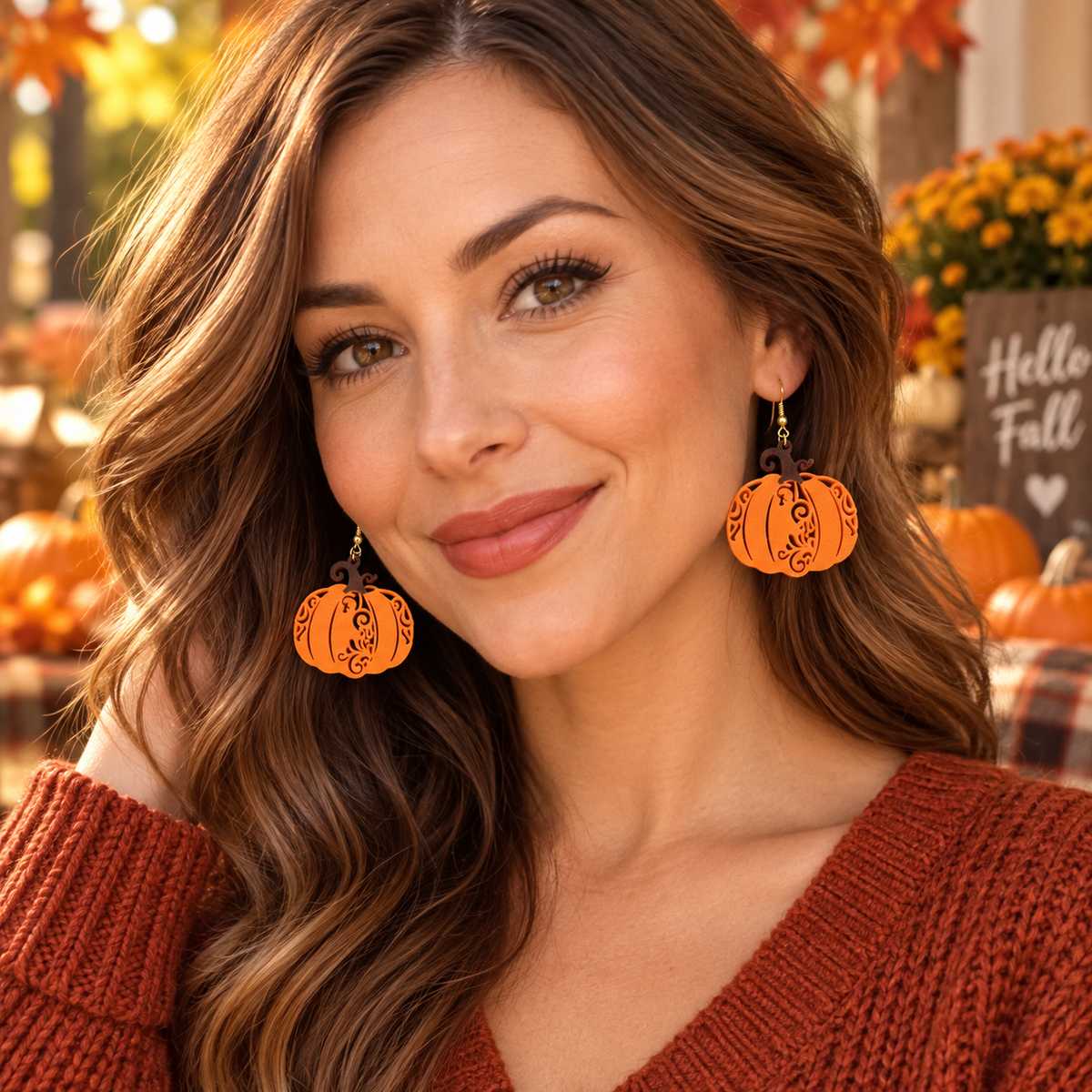 Fall Pumpkin Earrings – Handmade Autumn Dangle Earrings