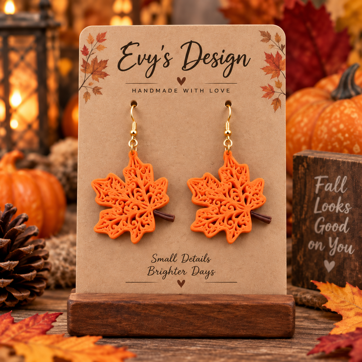 Fall Leaf Earrings – Lightweight Autumn Dangle Earrings