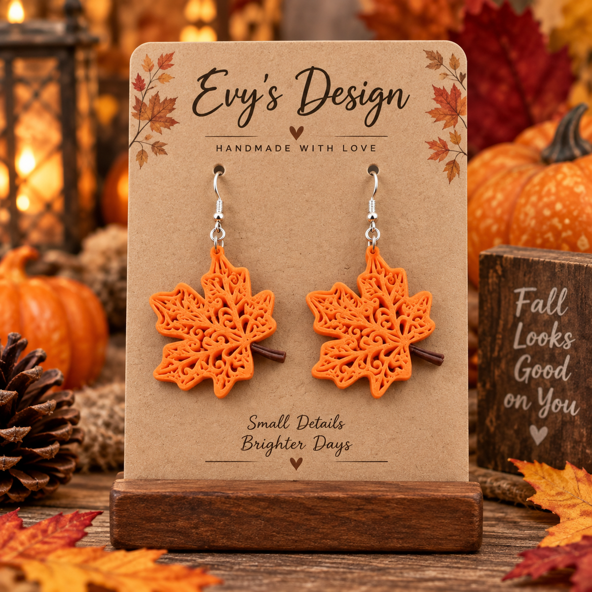 Fall Leaf Earrings – Lightweight Autumn Dangle Earrings