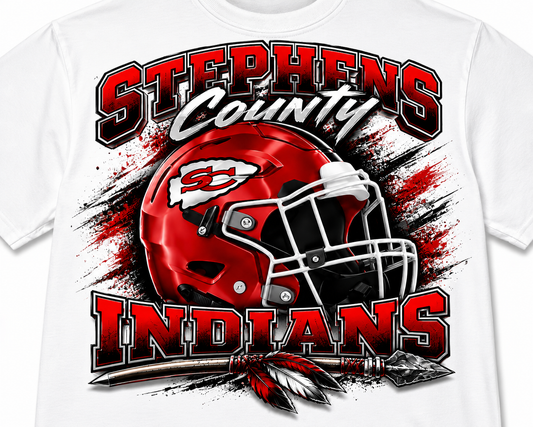 Stephens County Indians Football Team T-Shirt | Red, Black & White