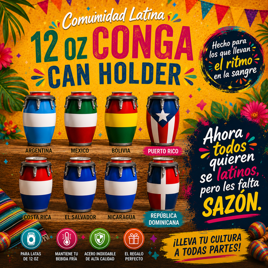 12 oz Latin Pride Conga Can Holder Collection 🌎🥤