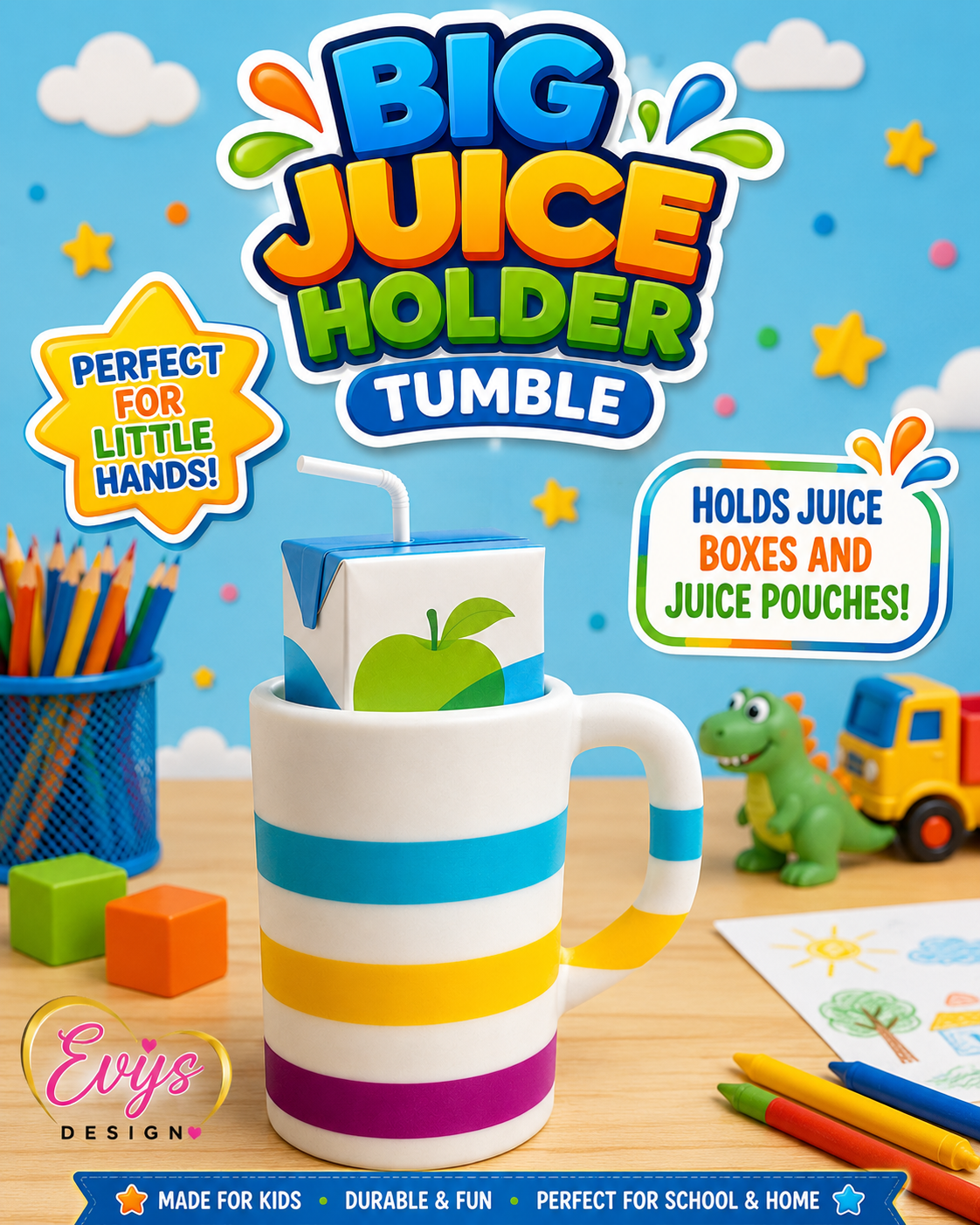 3D Big Juice Holder for Kids 🧃✨