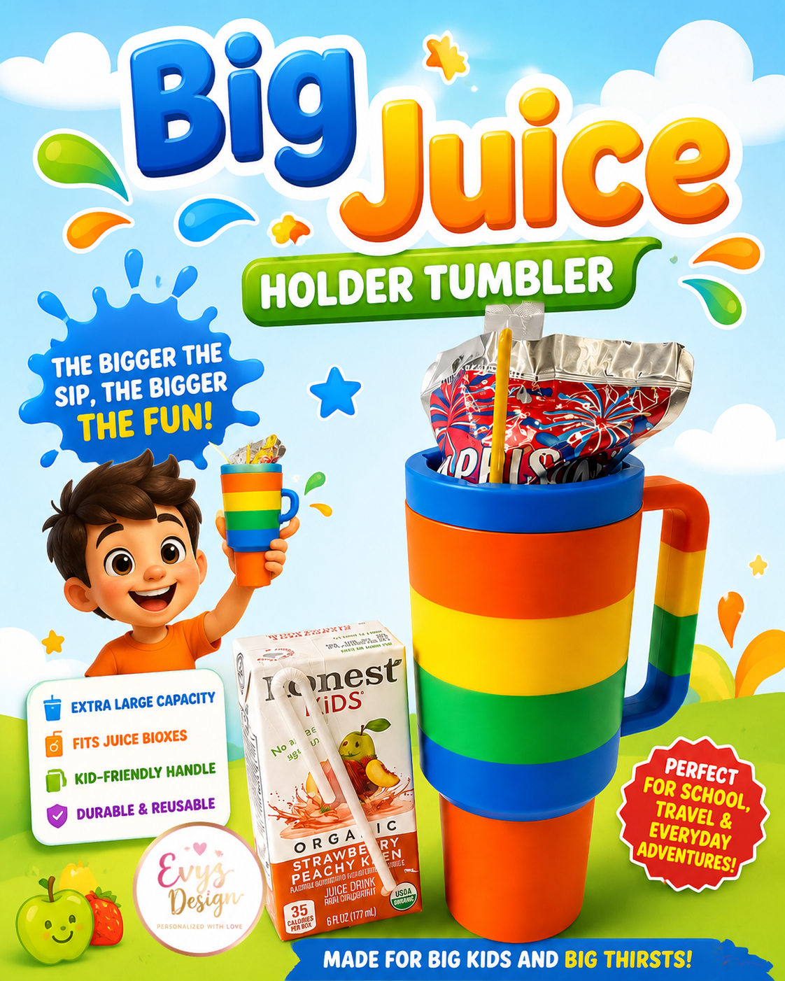 3D Big Juice Holder for Kids 🧃✨