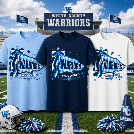 White County Warriors Gingham Bow Spirit Shirt | Warriors School Spirit Tee