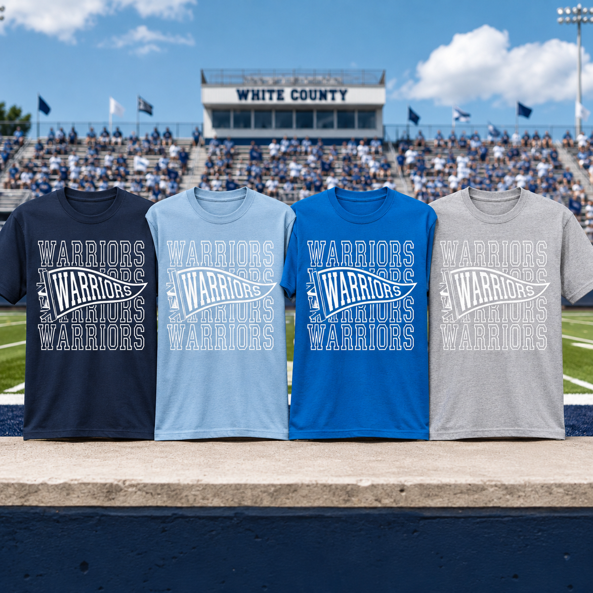 White County Warriors Pennant Spirit Shirt | Warriors Game Day Tee