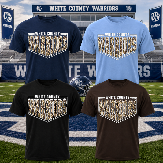 White County Warriors Camo Spirit Shirt | School Pride Tee