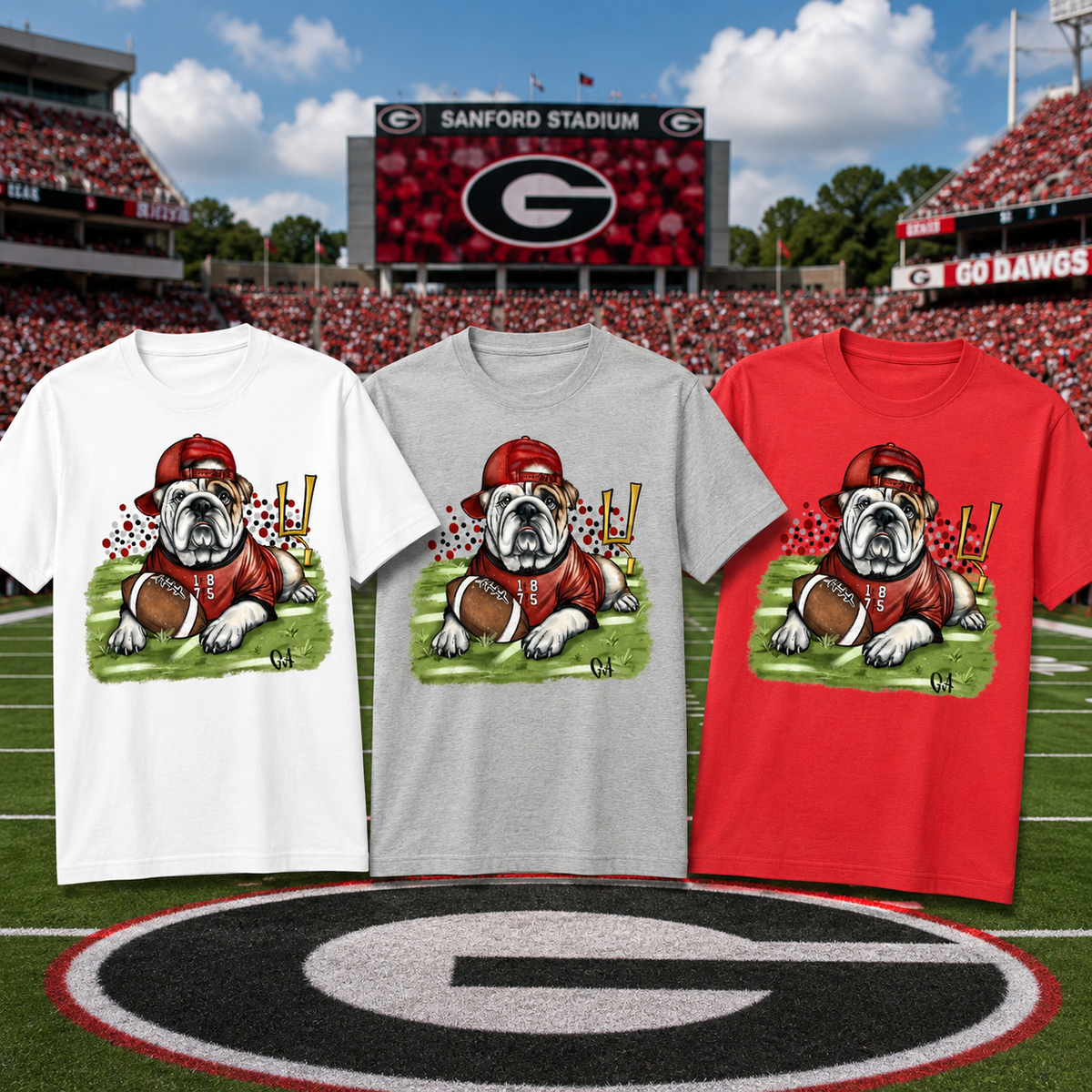 Bulldogs Game Day Shirt | Football Spirit Tee | Red, White & Grey