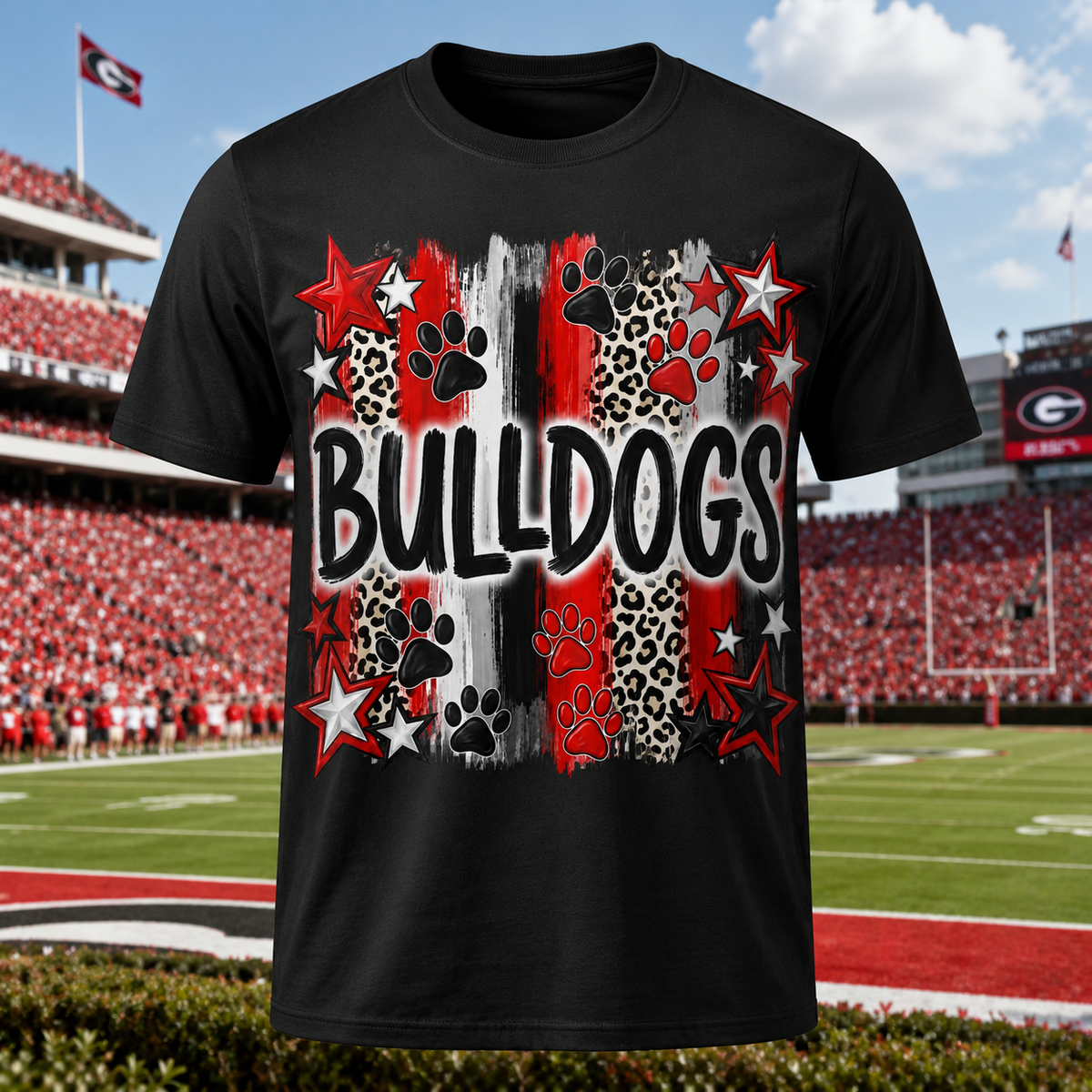 Georgia Bulldogs Spirit Shirt | Red Black & White Game Day Tee | Bulldogs Football Shirt