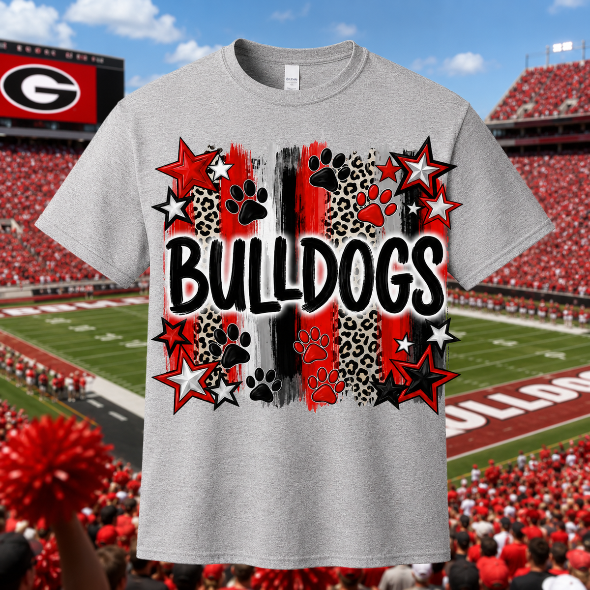Georgia Bulldogs Spirit Shirt | Red Black & White Game Day Tee | Bulldogs Football Shirt