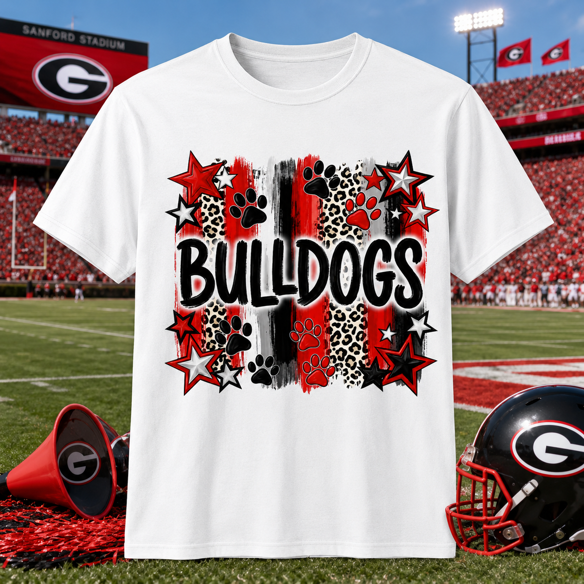 Georgia Bulldogs Spirit Shirt | Red Black & White Game Day Tee | Bulldogs Football Shirt