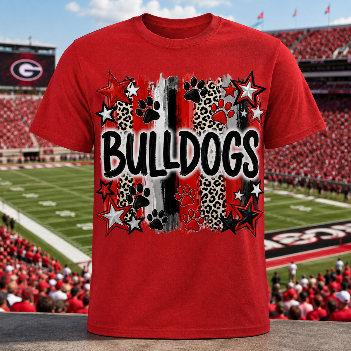 Georgia Bulldogs Spirit Shirt | Red Black & White Game Day Tee | Bulldogs Football Shirt
