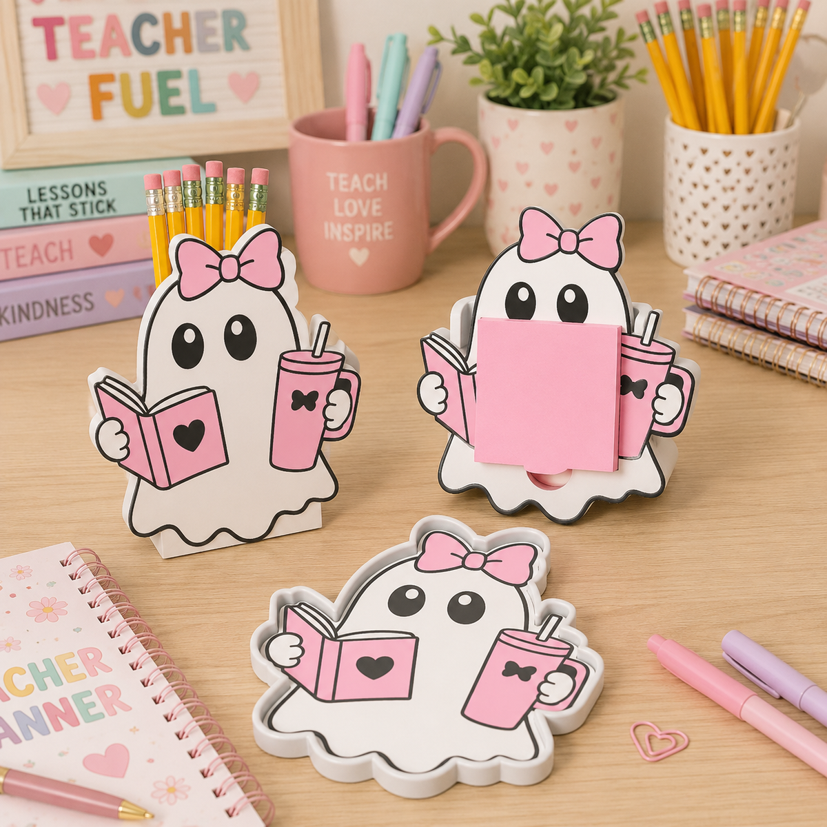 3D Bookish Ghost Teacher Desk Bundle