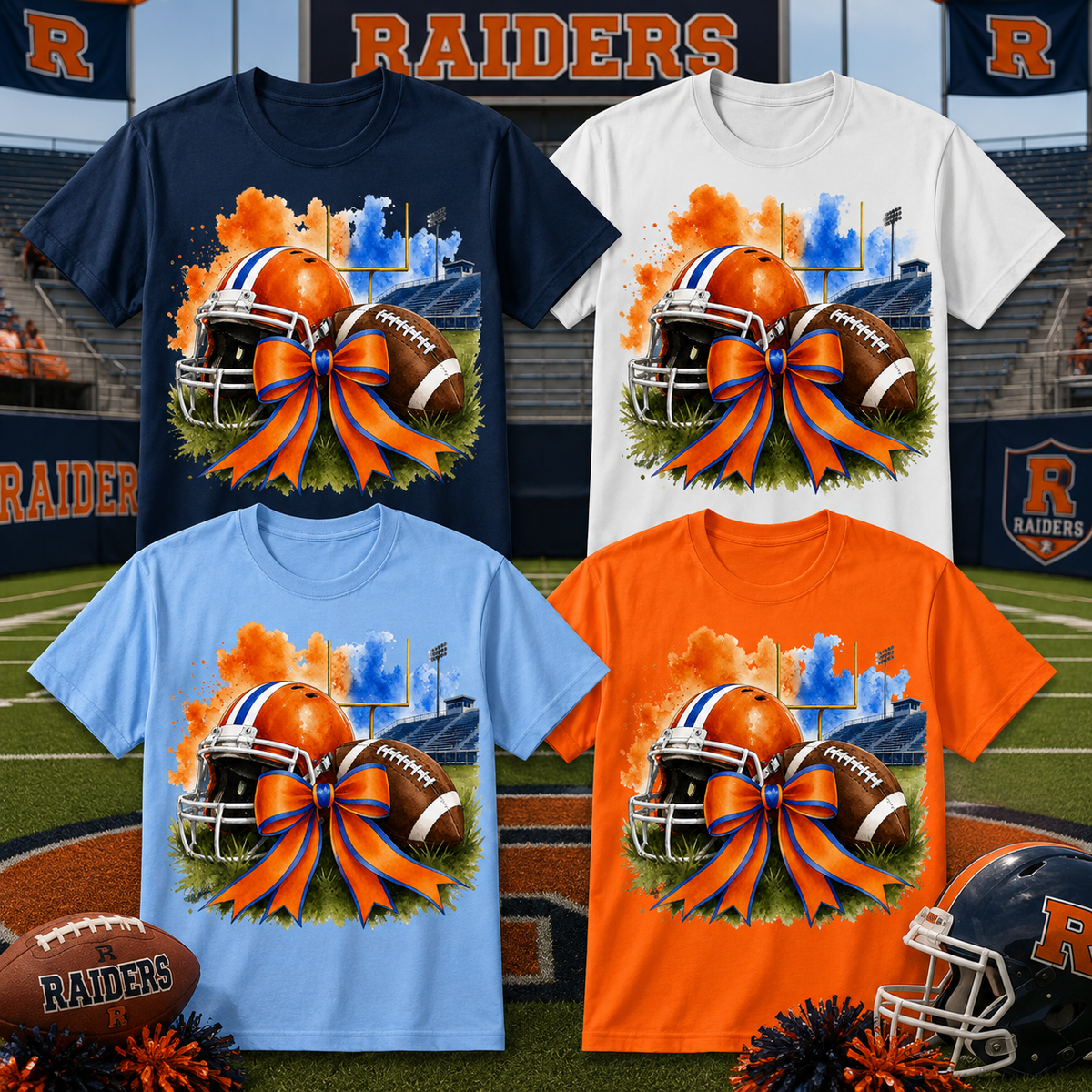 🧡💙 Raiders Football Bow Graphic Tee