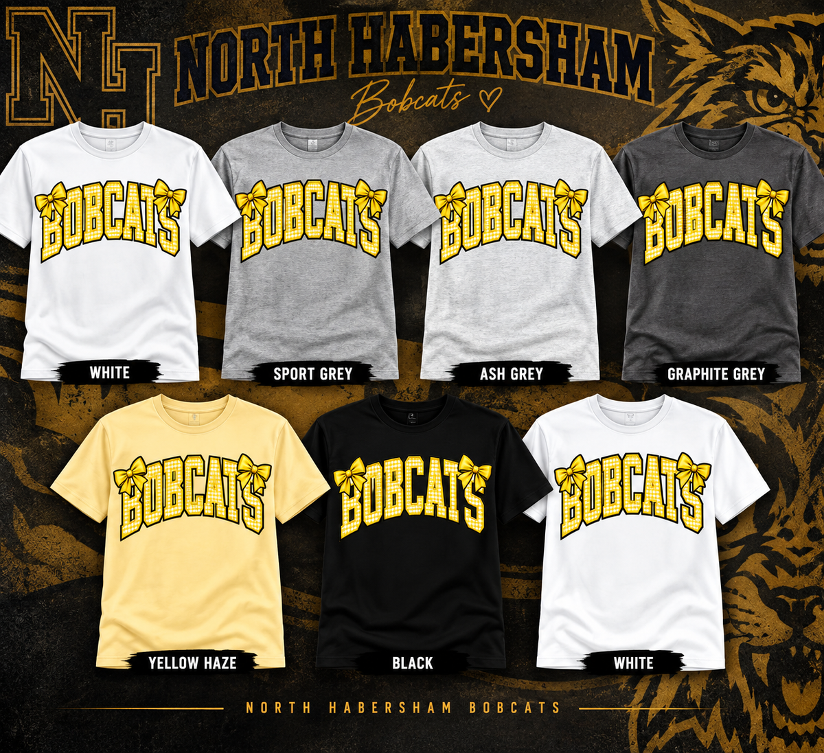 North Habersham Bobcats Gingham Bow T-Shirt