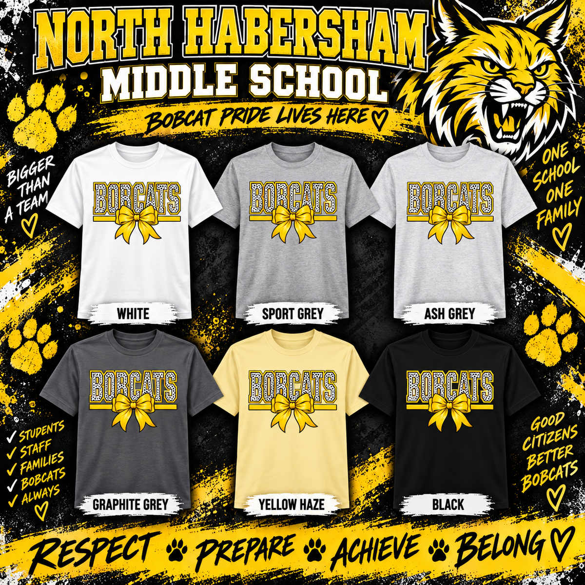 North Habersham Bobcats Leopard Bow T-Shirt