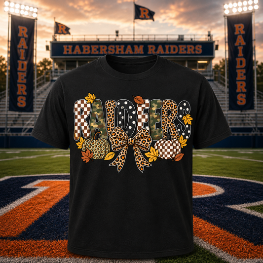 Habersham Raiders Fall T-Shirt | Camo Leopard Pumpkin Spirit Tee